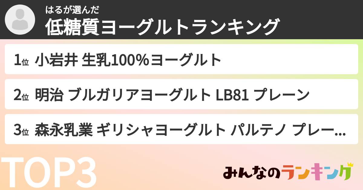 はるさんの「低糖質ヨーグルトランキング」