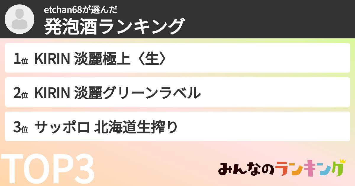 etchan68さんの「発泡酒ランキング」