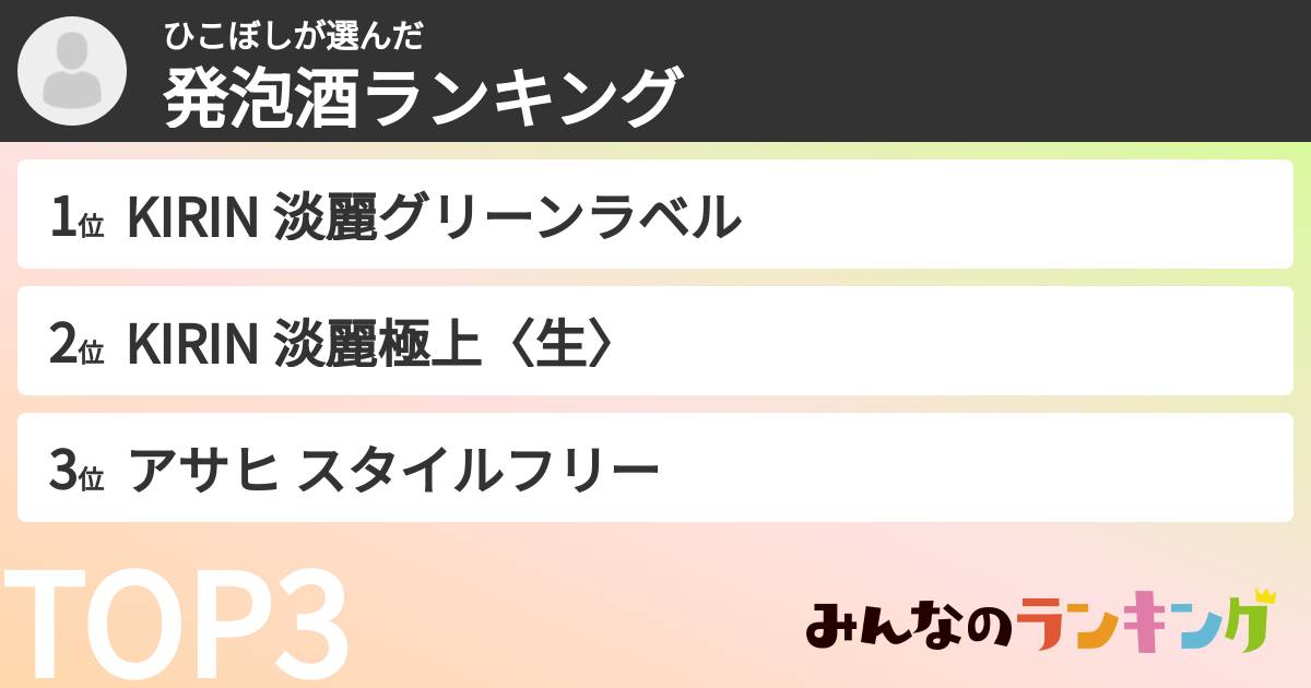 ひこぼしさんの「発泡酒ランキング」