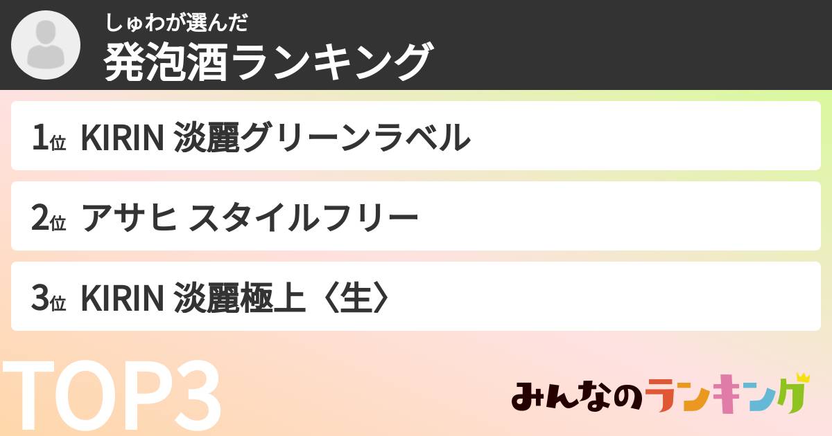 しゅわさんの「発泡酒ランキング」