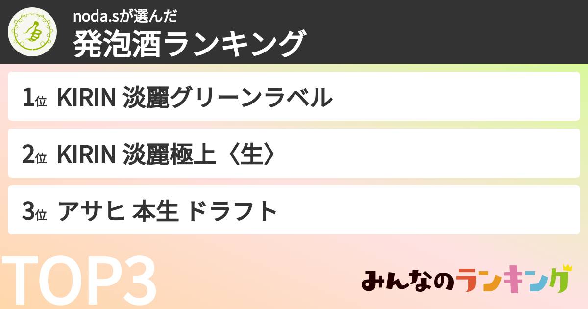 noda.sさんの「発泡酒ランキング」