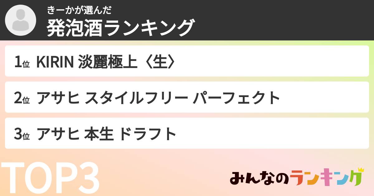 きーかさんの「発泡酒ランキング」