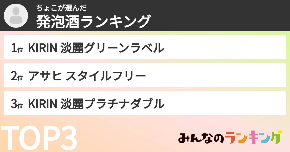 ちょこさんの「発泡酒ランキング」
