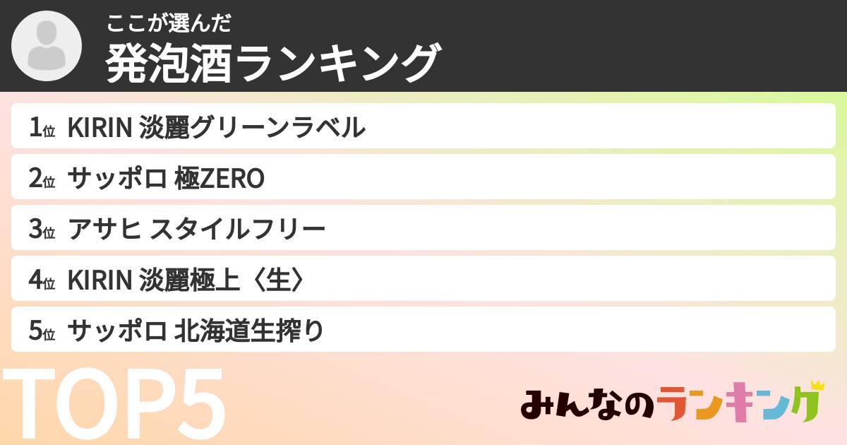 ここさんの「発泡酒ランキング」