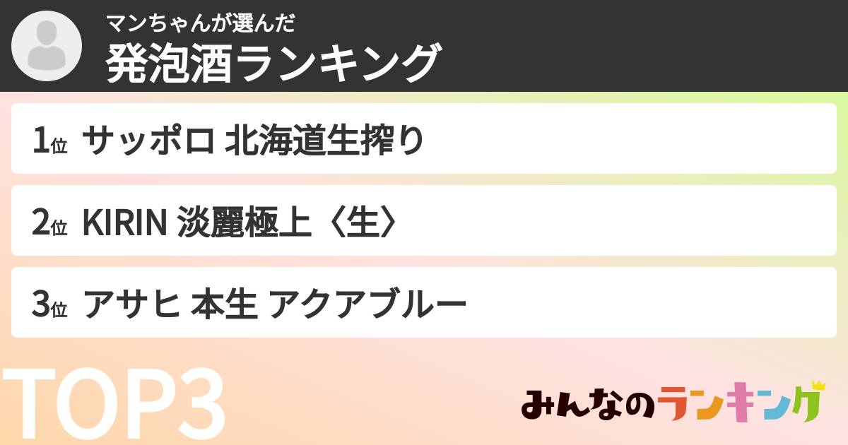マンちゃんさんの「発泡酒ランキング」