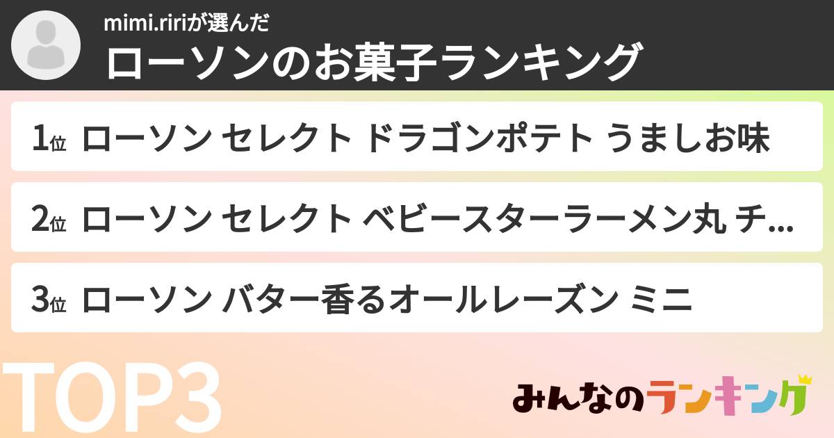 mimi.ririさんの「ローソンのお菓子ランキング」