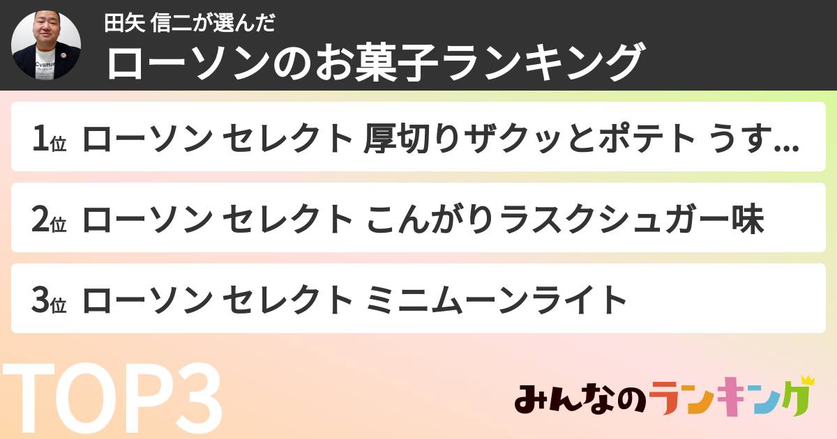 田矢 信二さんの「ローソンのお菓子ランキング」