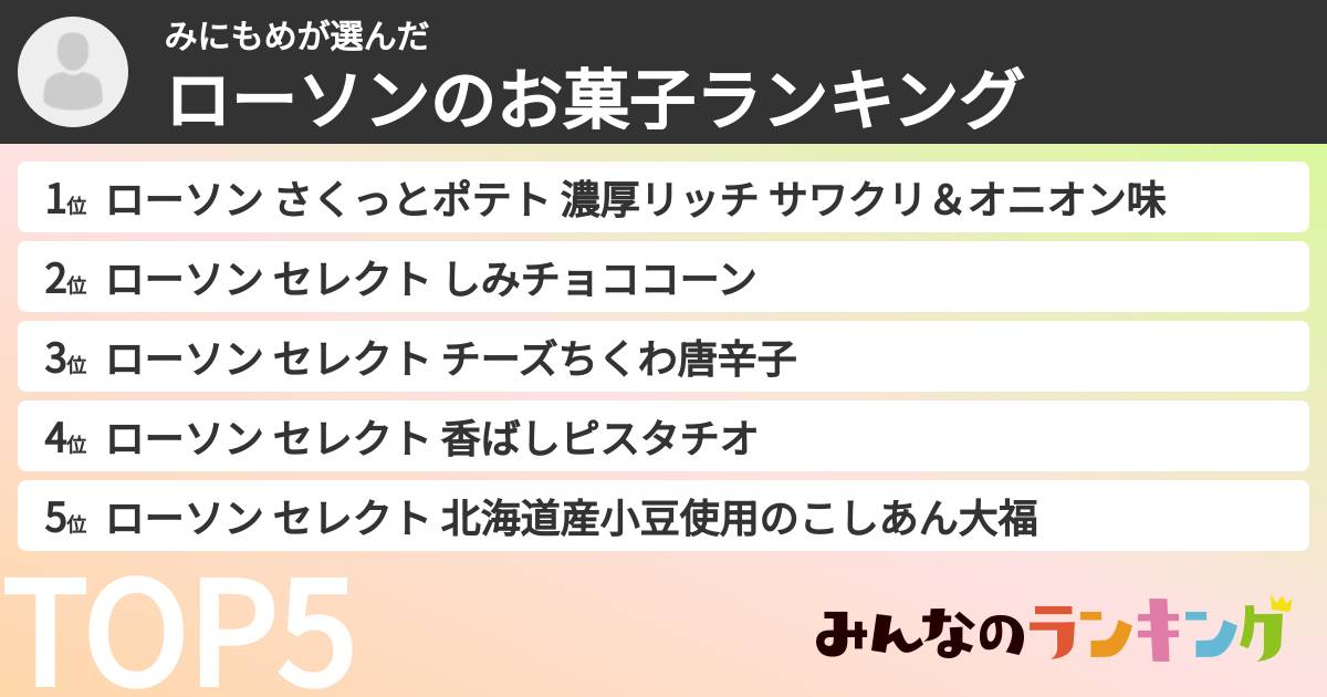 みにもめさんの「ローソンのお菓子ランキング」