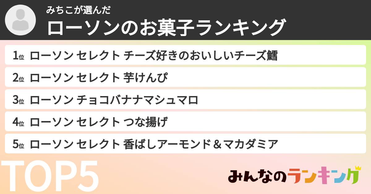 みちこさんの「ローソンのお菓子ランキング」