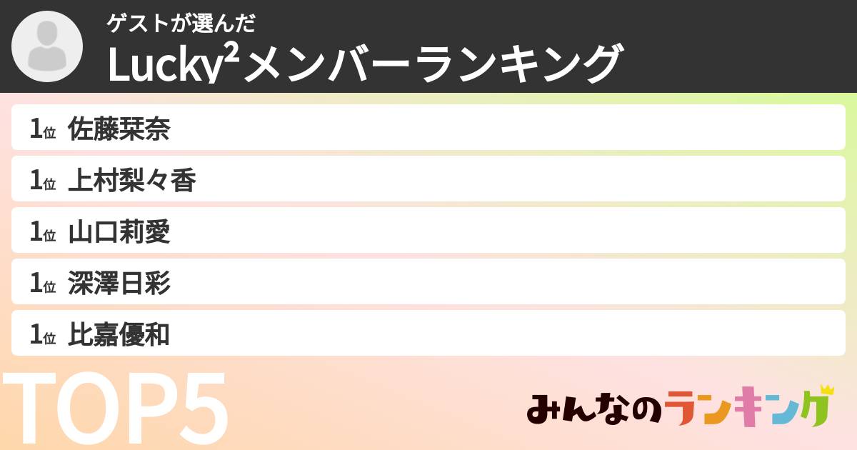 ゲストさんの「Lucky²メンバーランキング」