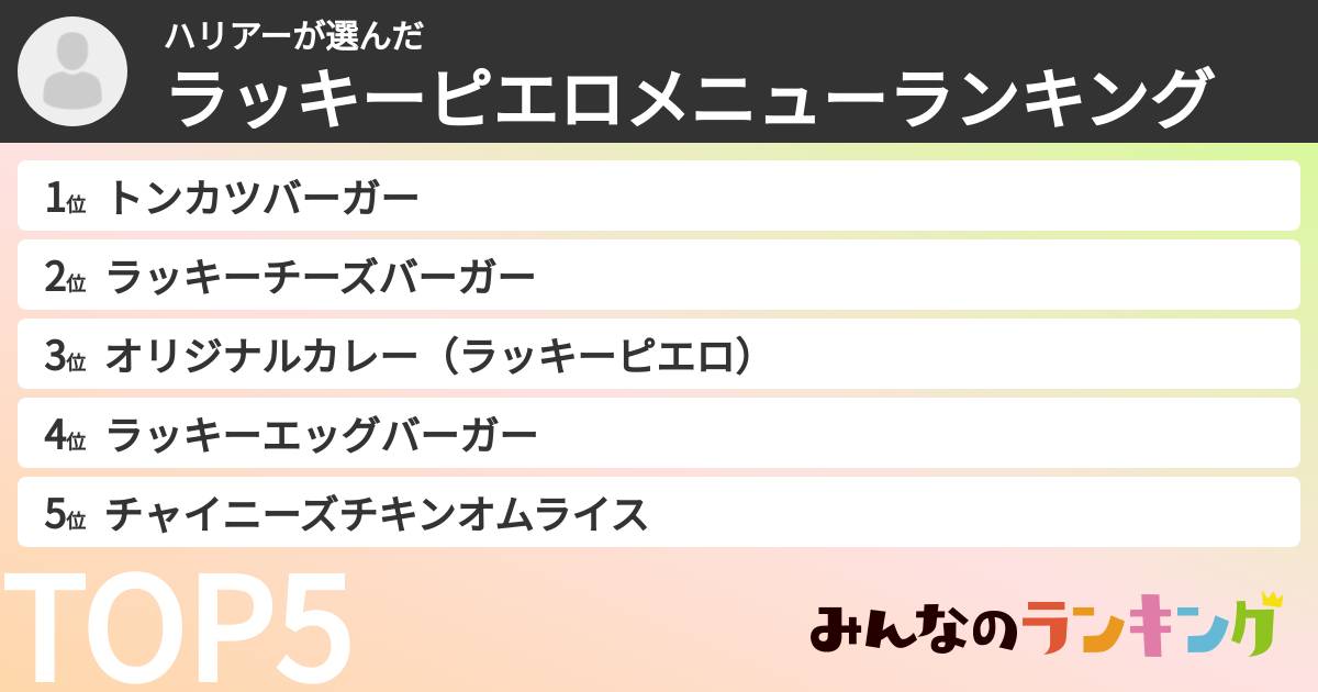 ハリアーさんの「ラッキーピエロメニューランキング」