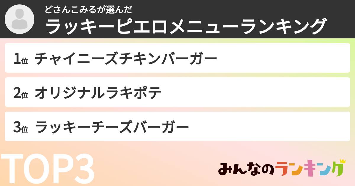 どさんこみるさんの「ラッキーピエロメニューランキング」