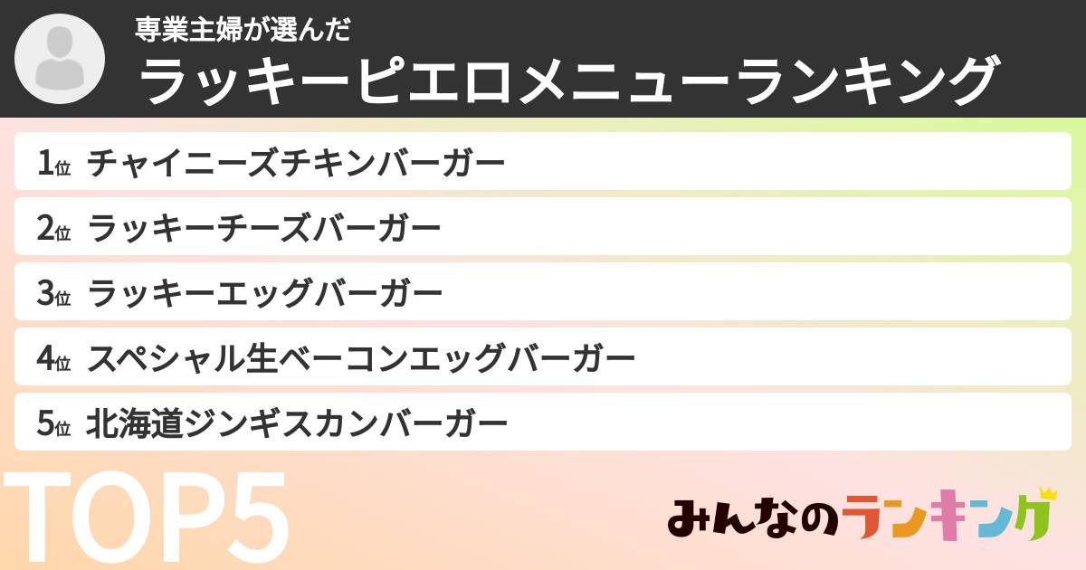 専業主婦さんの「ラッキーピエロメニューランキング」