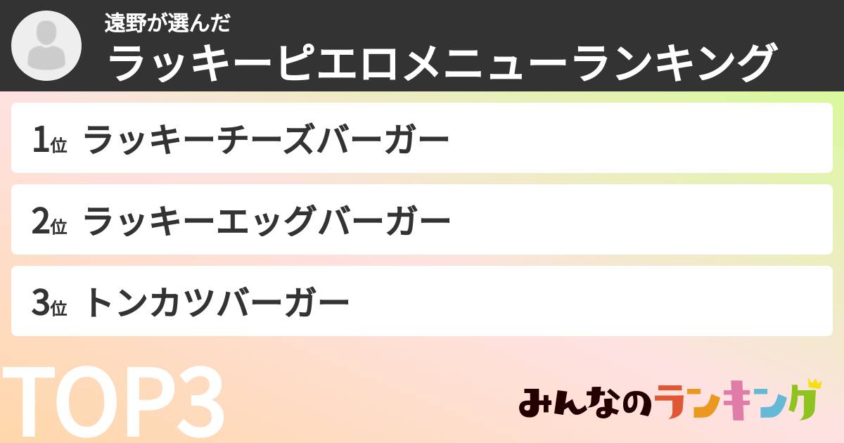 遠野さんの「ラッキーピエロメニューランキング」