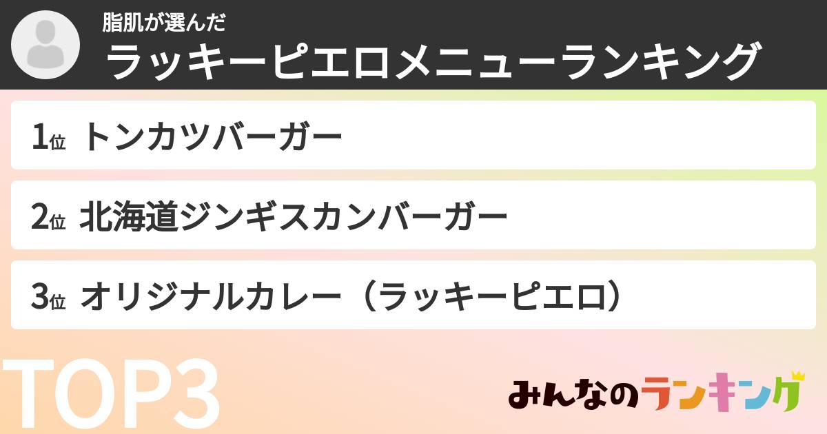 脂肌さんの「ラッキーピエロメニューランキング」