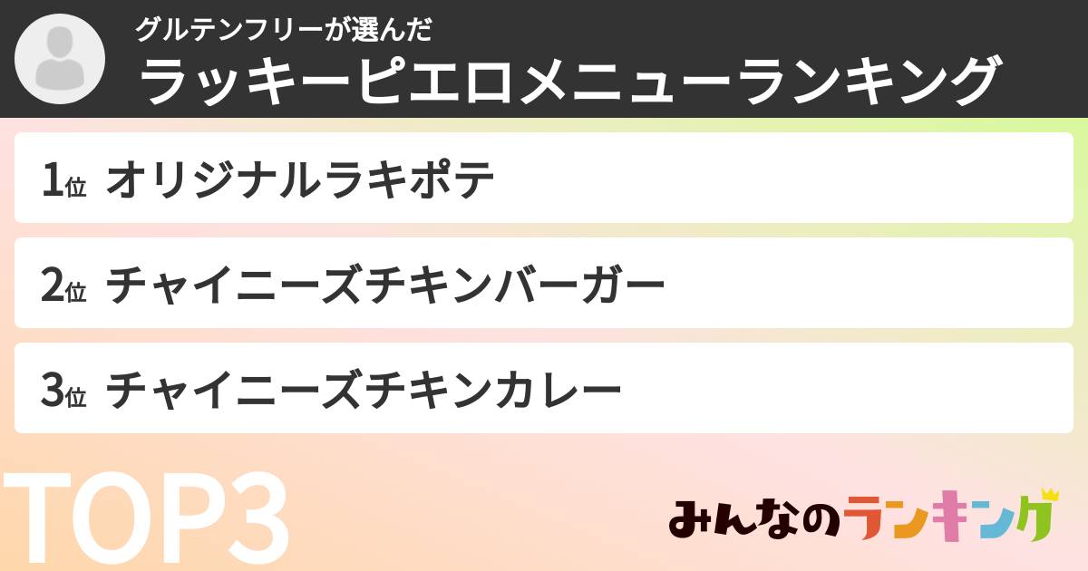 グルテンフリーさんの「ラッキーピエロメニューランキング」