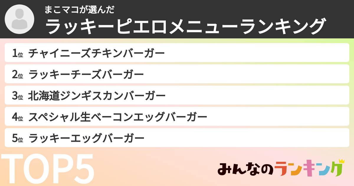 まこマコさんの「ラッキーピエロメニューランキング」