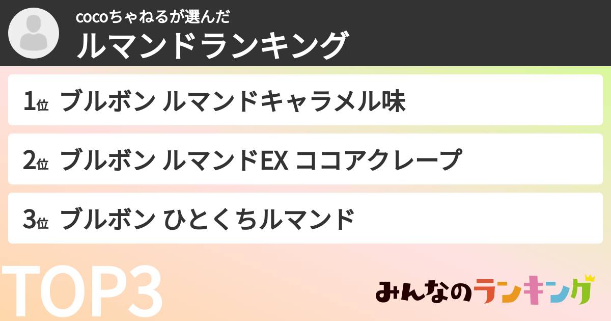cocoちゃねるさんの「ルマンドランキング」