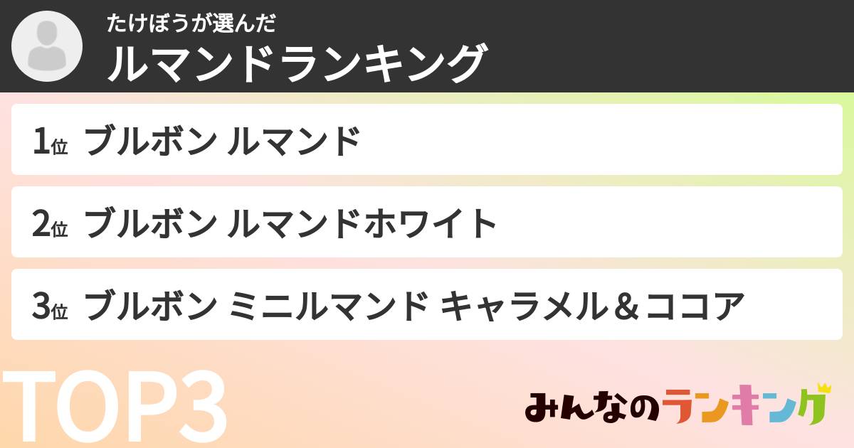 たけぼうさんの「ルマンドランキング」