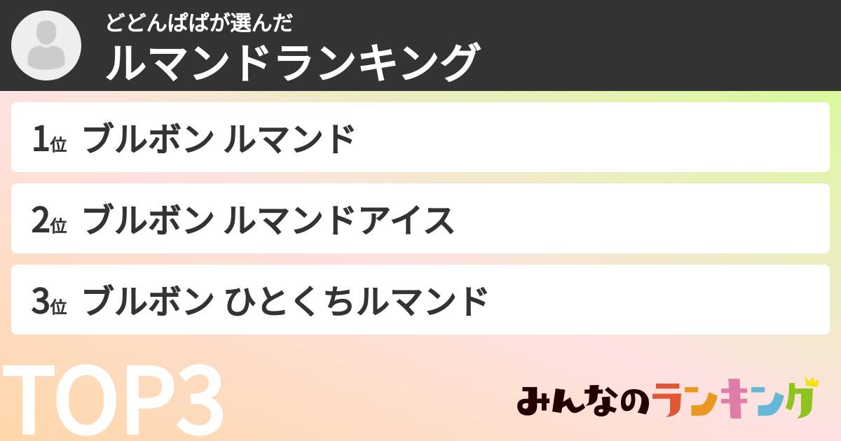 どどんぱぱさんの「ルマンドランキング」