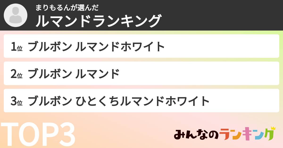 まりもるんさんの「ルマンドランキング」