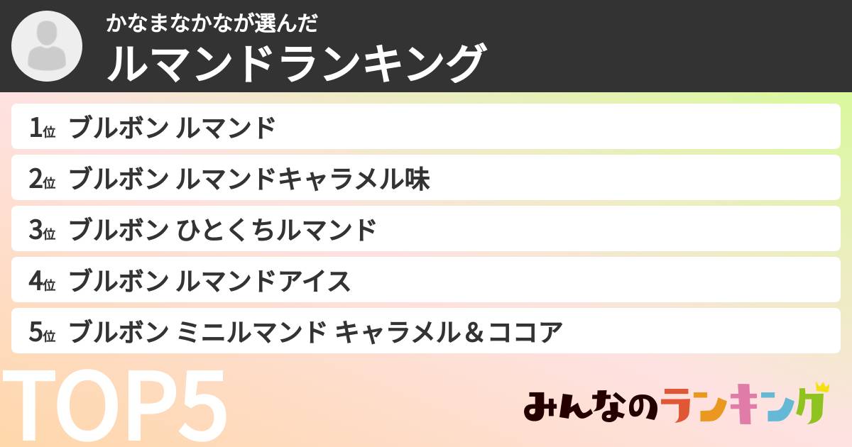 かなまなかなさんの「ルマンドランキング」