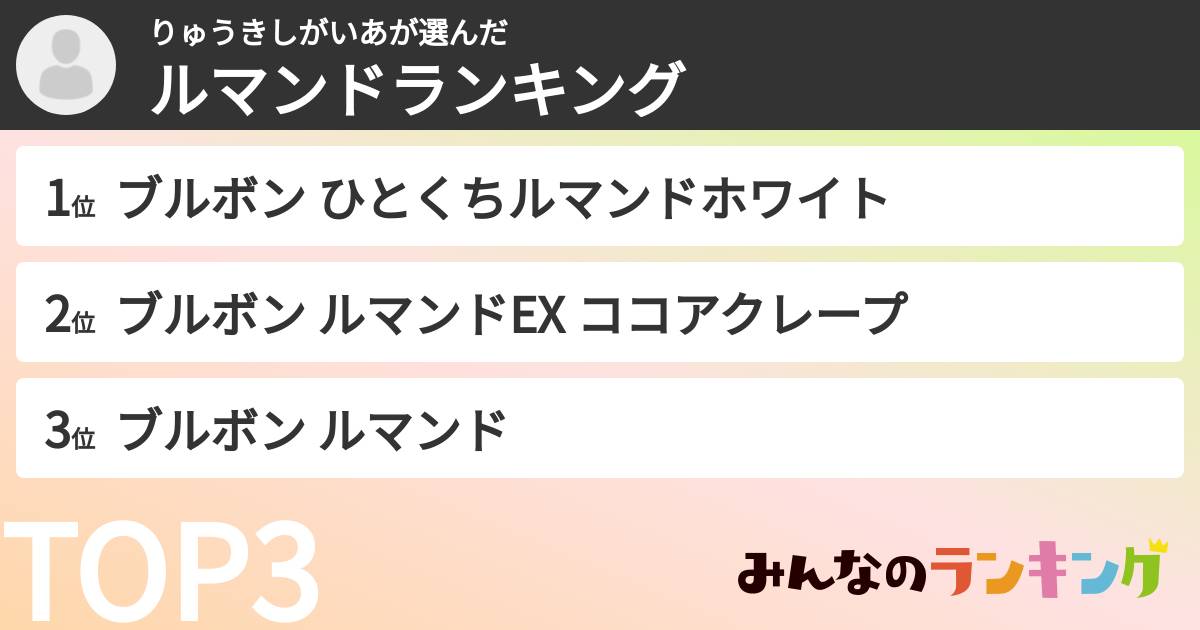 りゅうきしがいあさんの「ルマンドランキング」