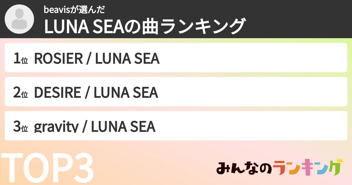 beavisさんの「LUNA SEAの曲ランキング」