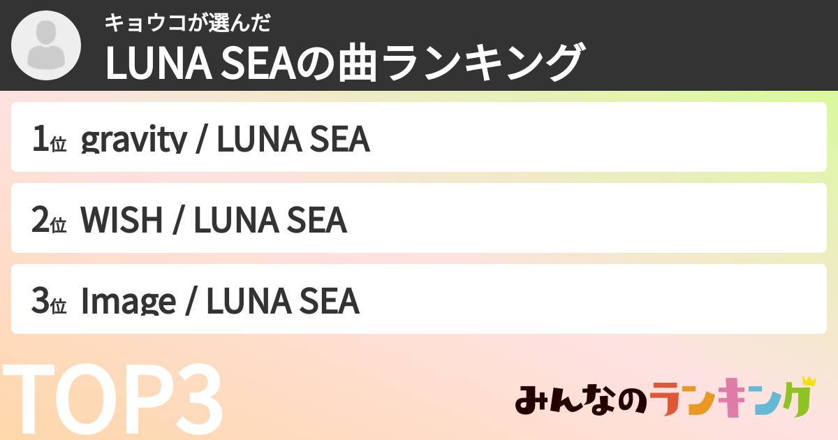 キョウコさんの「LUNA SEAの曲ランキング」