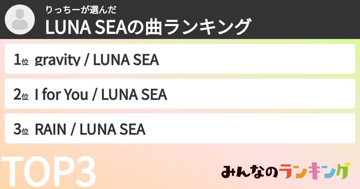 りっちーさんの「LUNA SEAの曲ランキング」