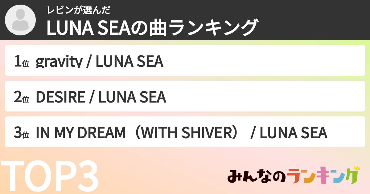レビンさんの「LUNA SEAの曲ランキング」