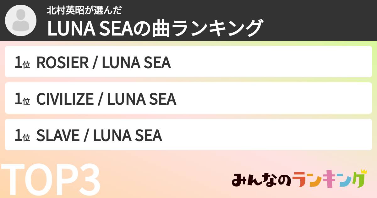 北村英昭さんの「LUNA SEAの曲ランキング」