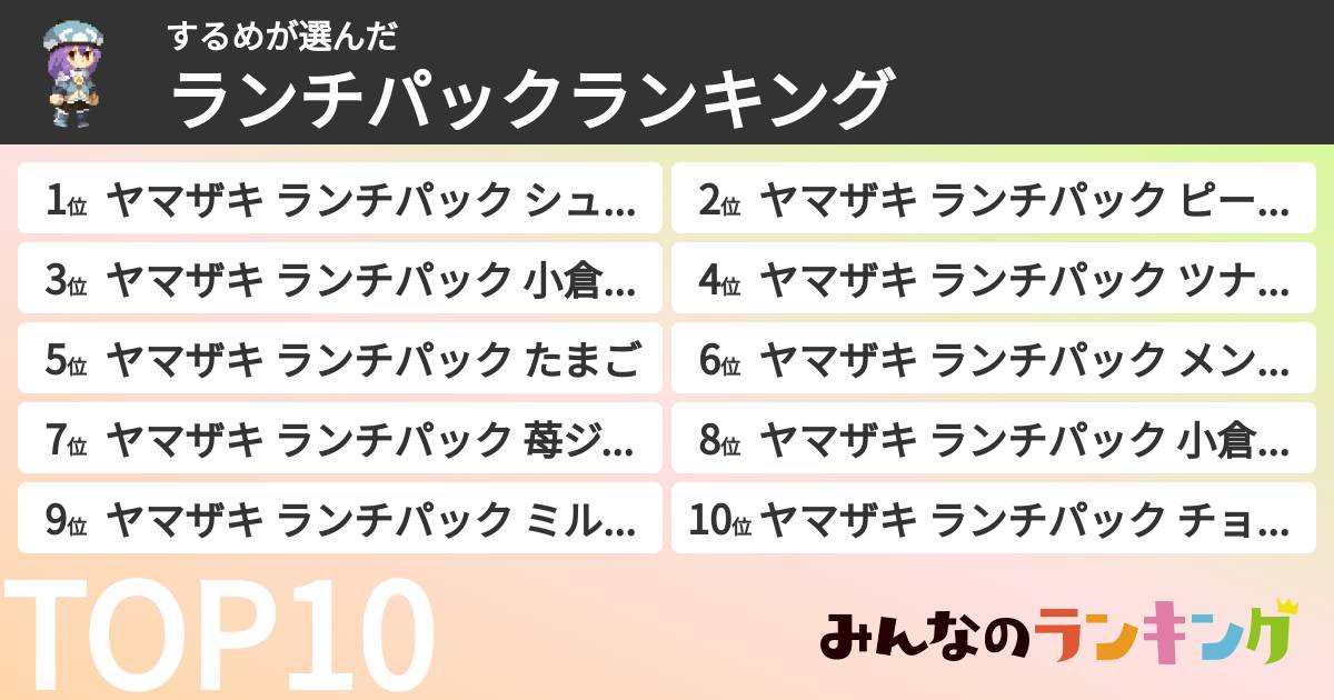 するめさんの「ランチパックランキング」