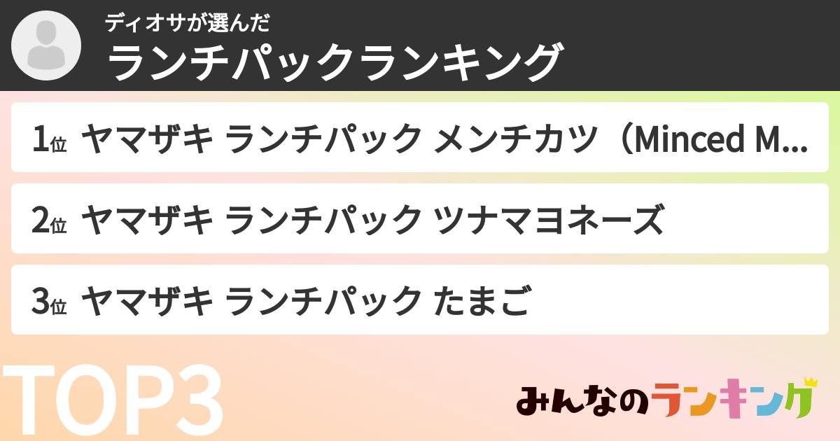 ディオサさんの「ランチパックランキング」
