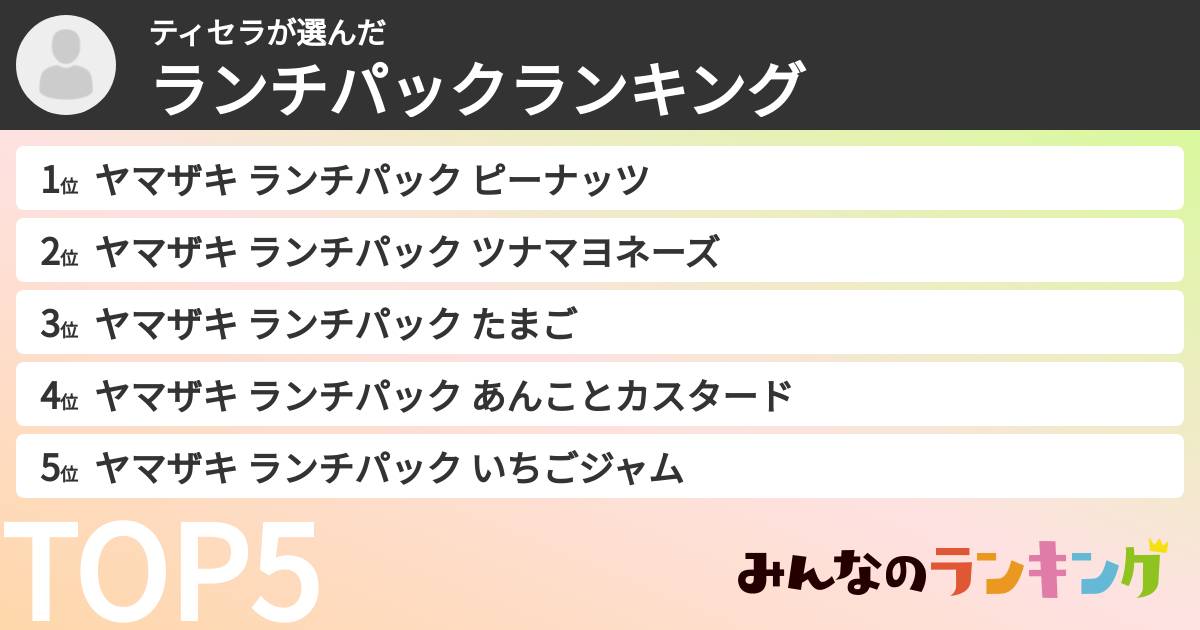 ティセラさんの「ランチパックランキング」