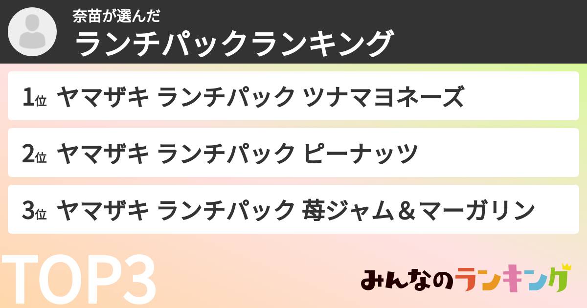 奈苗さんの「ランチパックランキング」