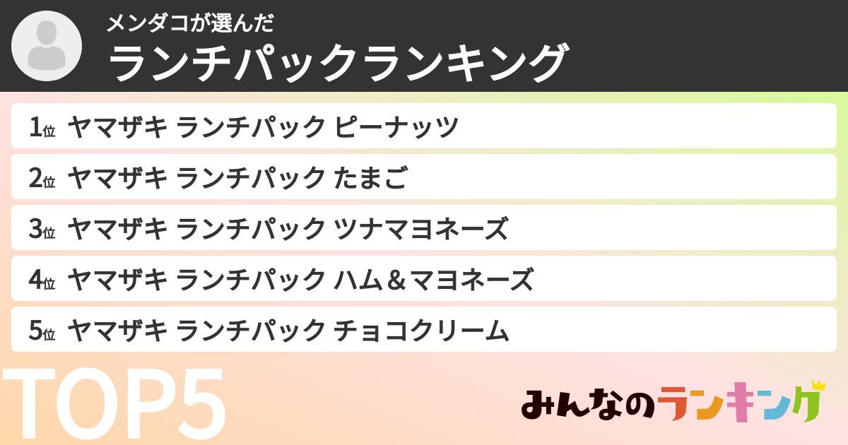 メンダコさんの「ランチパックランキング」
