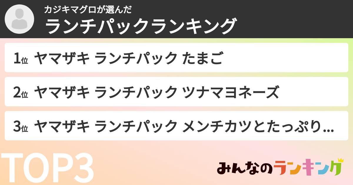 カジキマグロさんの「ランチパックランキング」