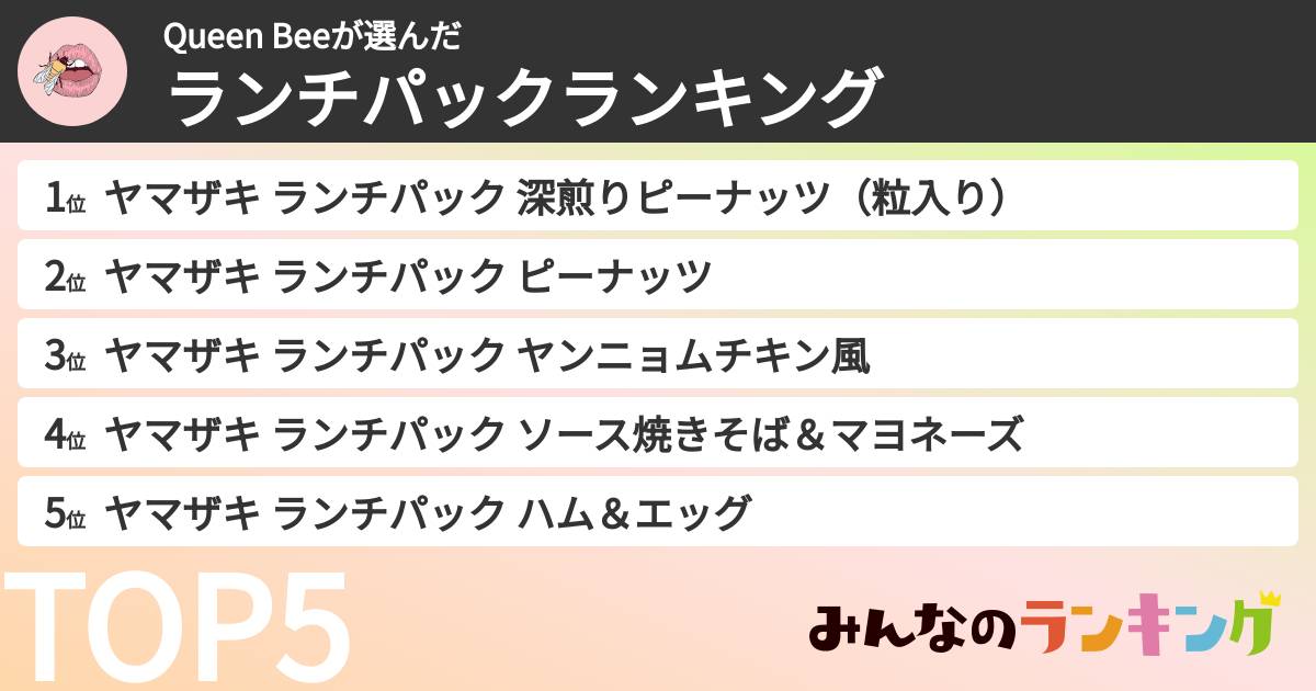 Queen Beeさんの「ランチパックランキング」