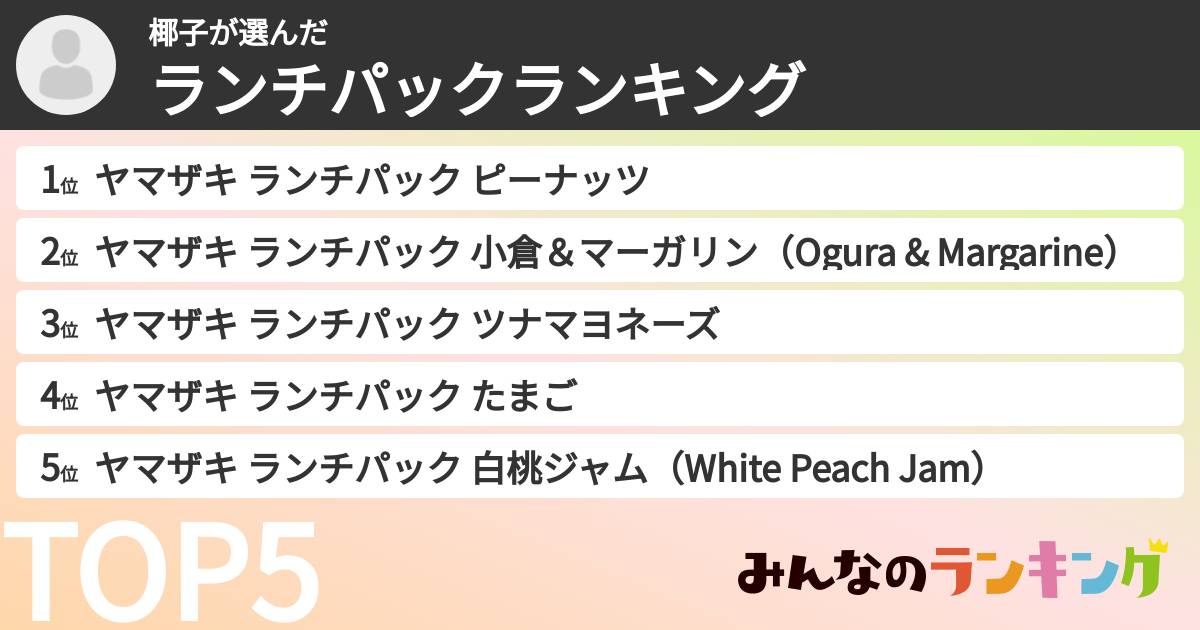 椰子さんの「ランチパックランキング」