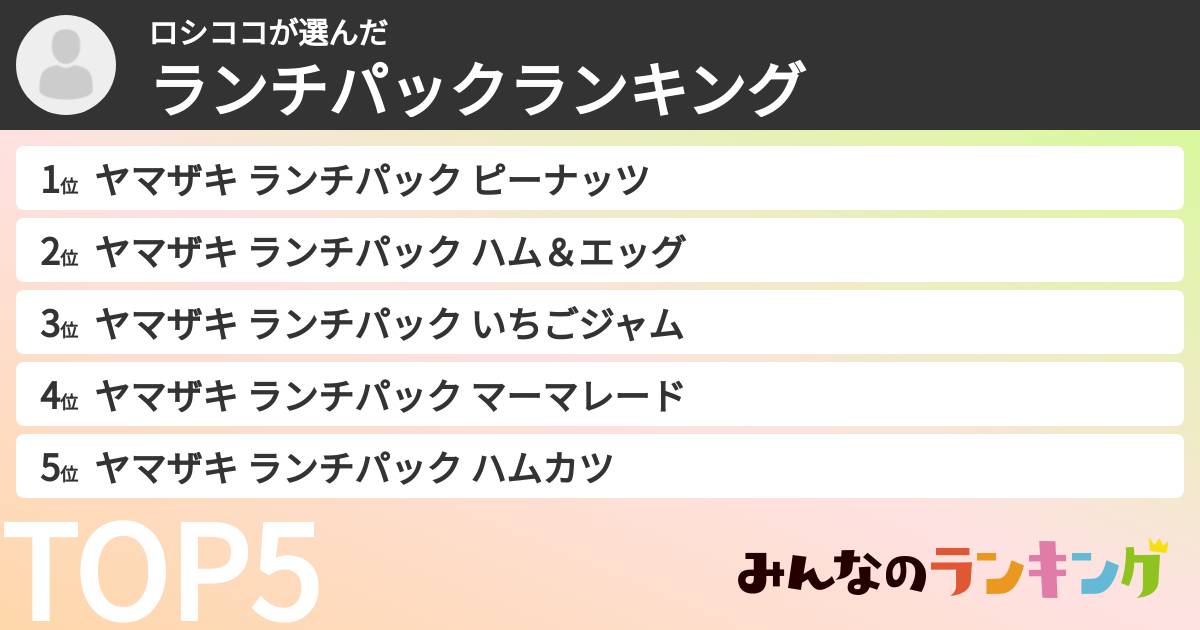 ロシココさんの「ランチパックランキング」