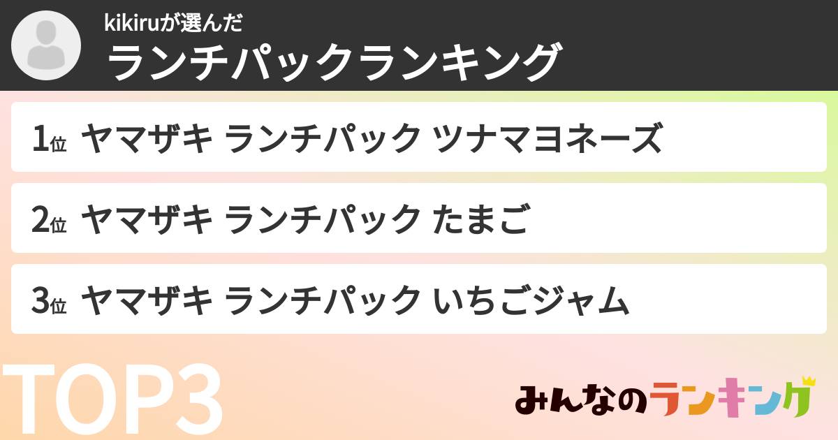 kikiruさんの「ランチパックランキング」