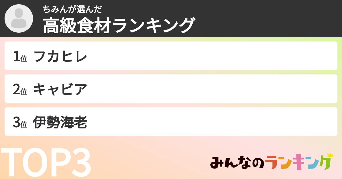 ちみんさんの「高級食材ランキング」