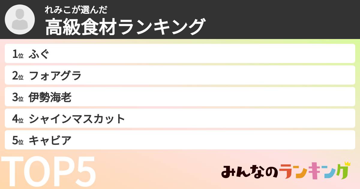 れみこさんの「高級食材ランキング」