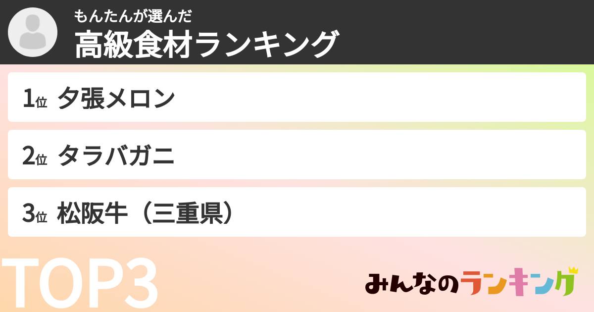 もんたんさんの「高級食材ランキング」