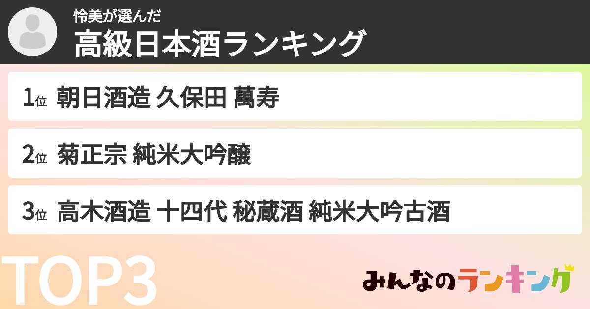 怜美さんの「高級日本酒ランキング」