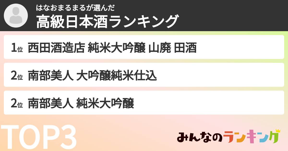 はなおまるまるさんの「高級日本酒ランキング」