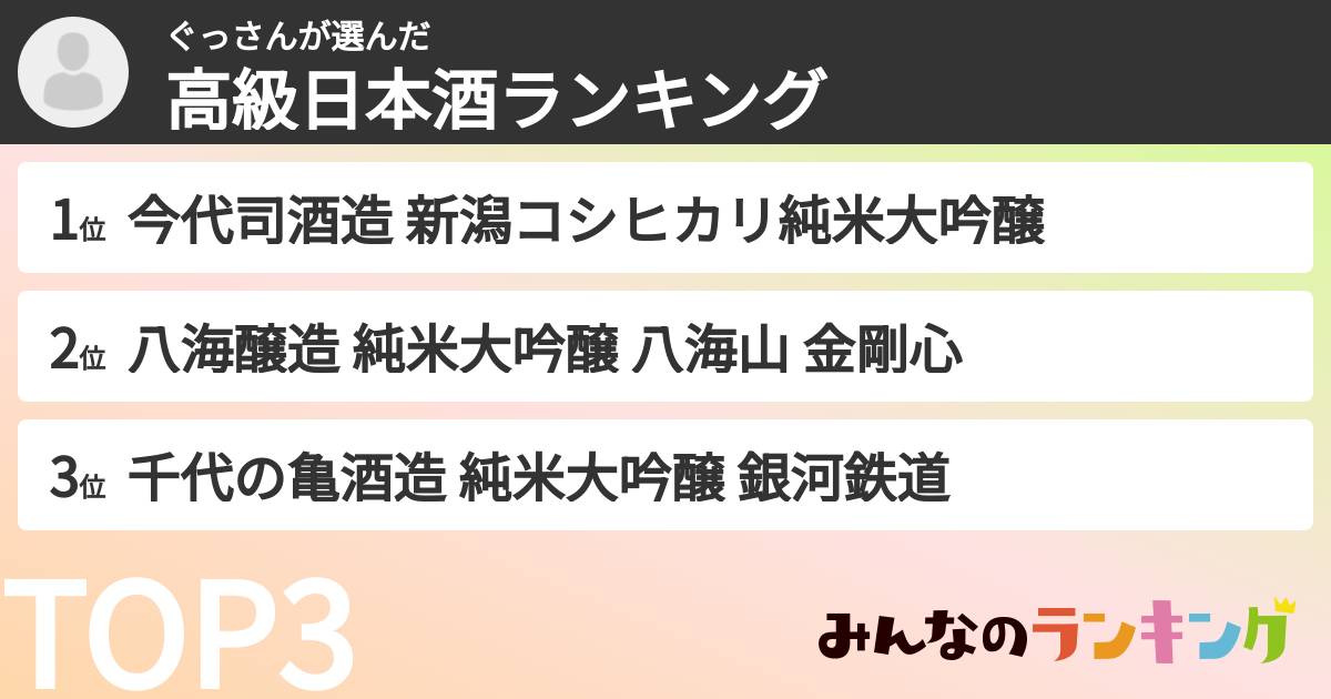 ぐっさんさんの「高級日本酒ランキング」