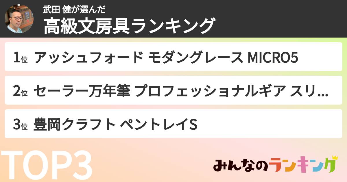 武田 健さんの「高級文房具ランキング」