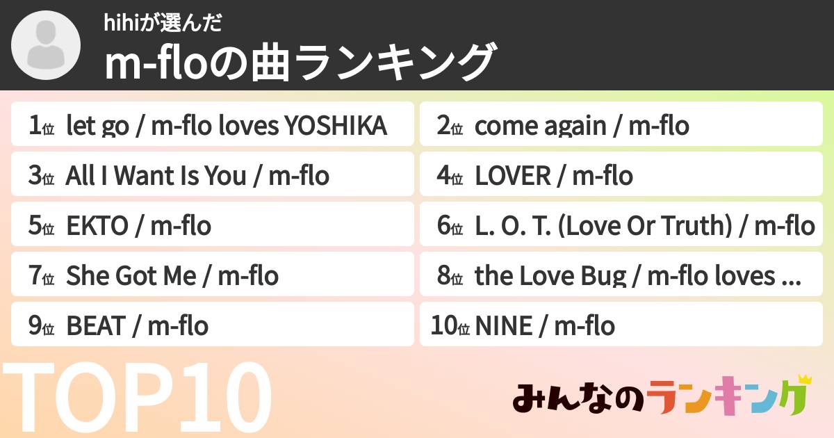 hihiさんの「m-floの曲ランキング」